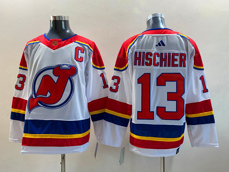 Men's New Jersey1 Devils Nico Hischier #13 White Player Game Jersey1
