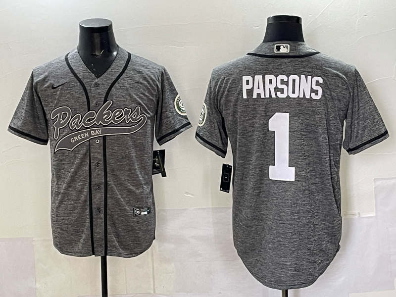 Men's Green Bay Packers Micah Parsons #1 Grey Game Jersey