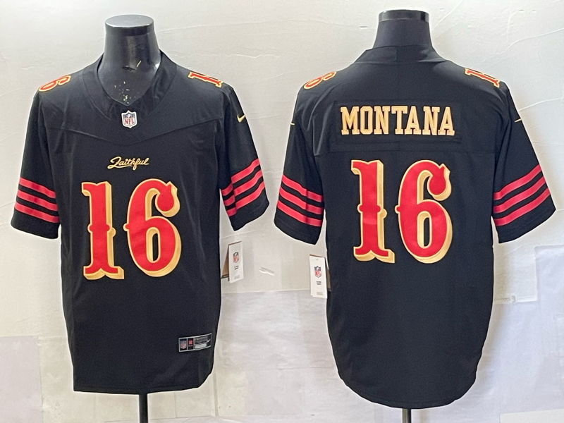 Men's San Francisco 49ers Joe Montana Black 2025 Rivalries Collection Limited Jersey