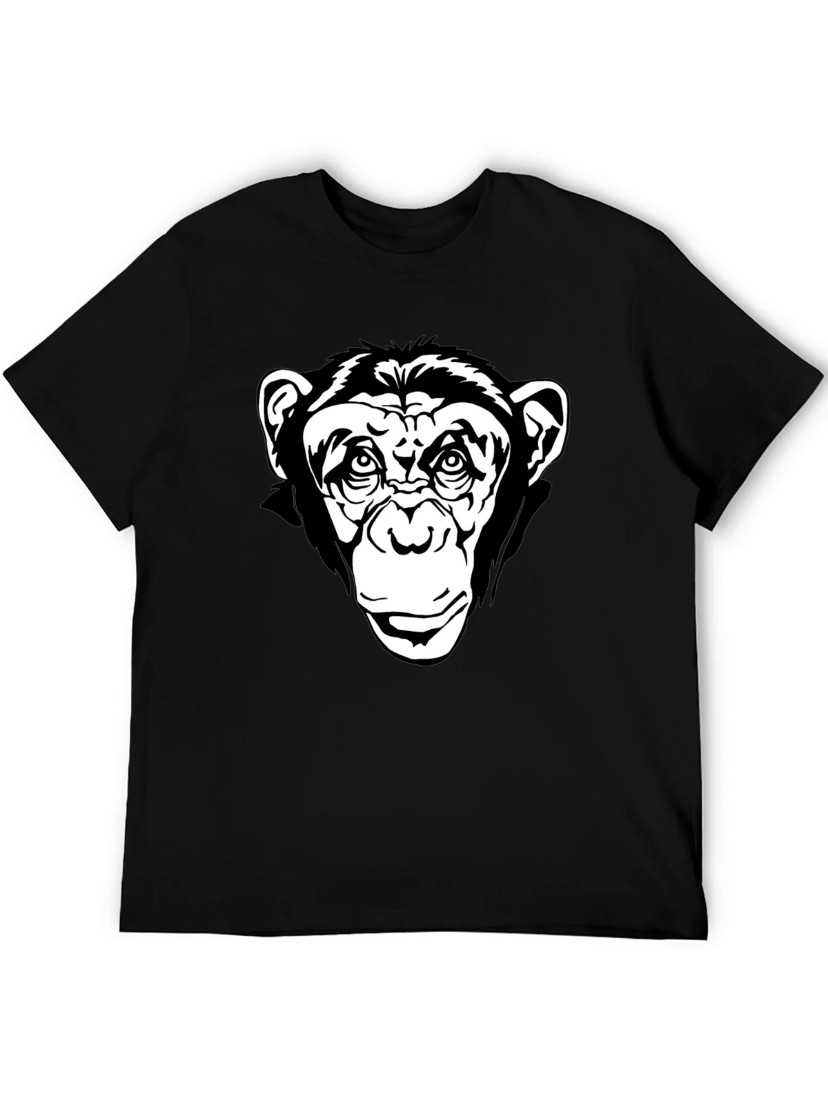 Black T-Shirt with Chimpanzee Graphic