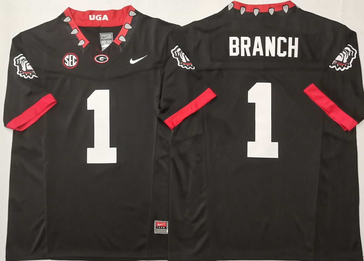 Men's Georgia Bulldogs Zachariah Branch #1 Black Player Game Jersey