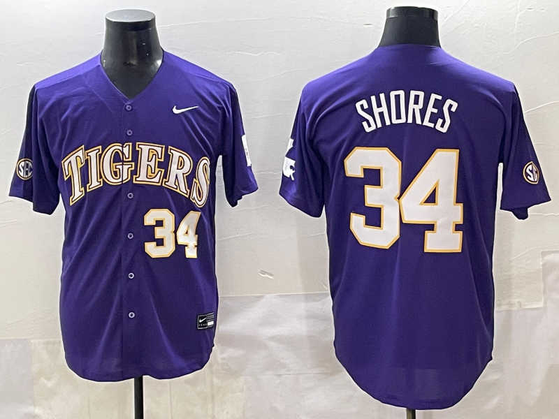 Men's LSU Tigers Chase Shores Purple Replica Player Jersey