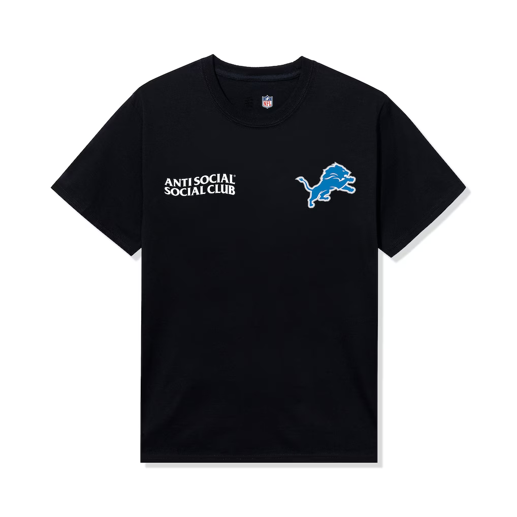 Detroit Lions AntiSocialSocialClub x NFL Black Team T-Shirt