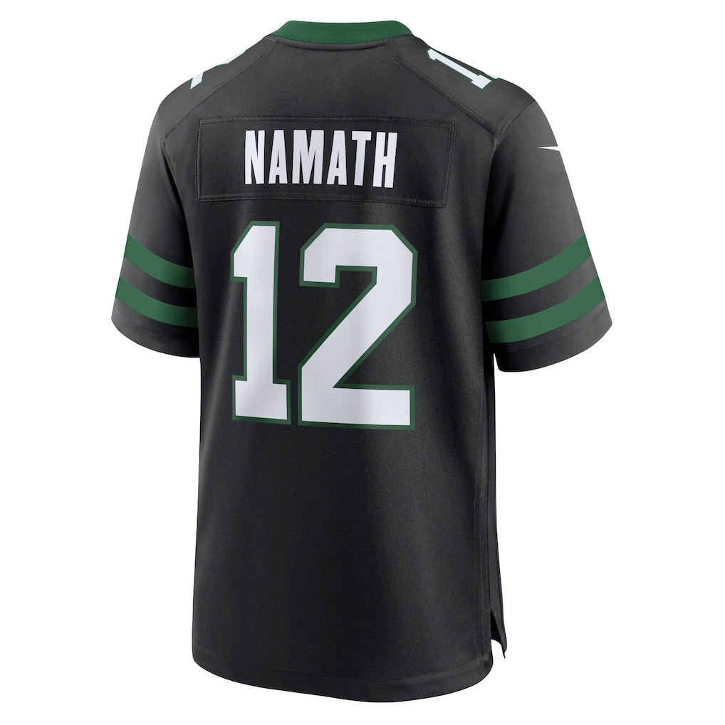 NY.Jets #12 Joe Namath Legacy Black Alternate Retired Player Game Jersey
