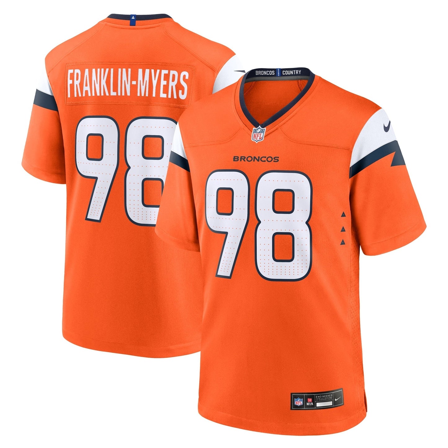John Franklin-Myers Denver Broncos  Team Game Jersey -  Orange