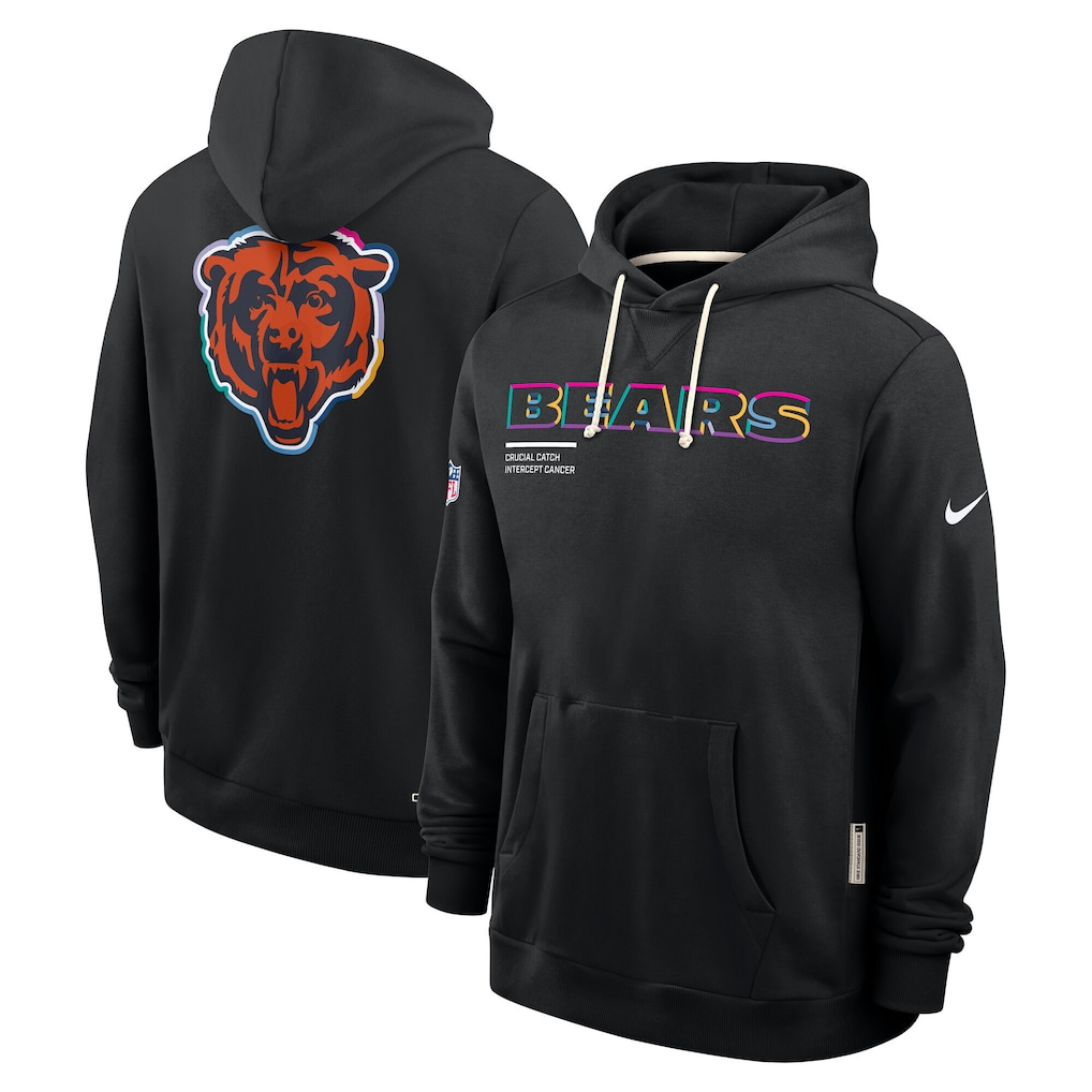 Men's Chicago Bears  Black Tall 2025 NFL Crucial Catch Sideline Standard Issue Dri-FIT Hoodie