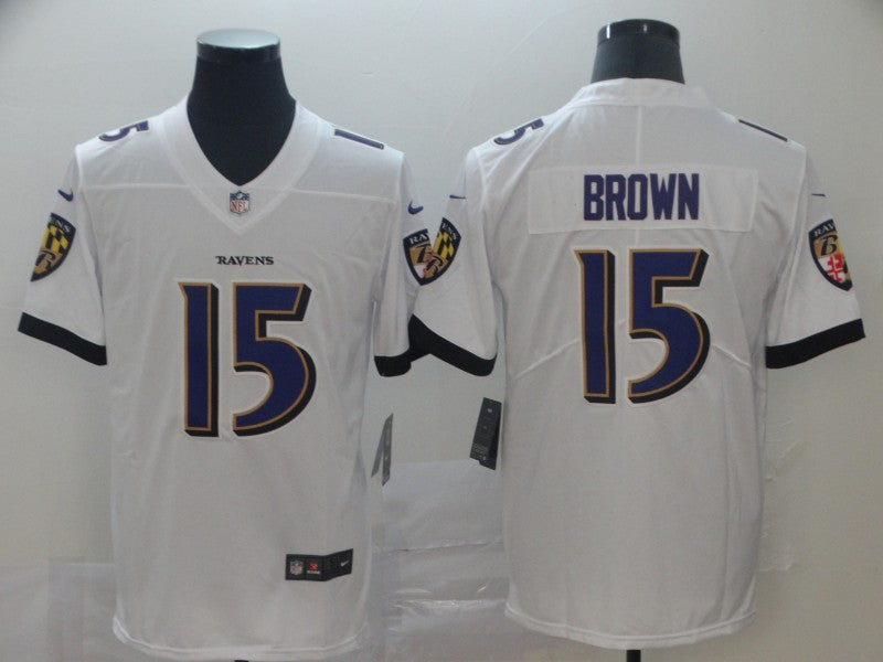 Men's Baltimore Ravens Marquise Brown White Game Jersey