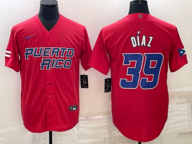 Men's 2023 World Baseball Classic Edwin Diaz Puerto Rico Red Jersey