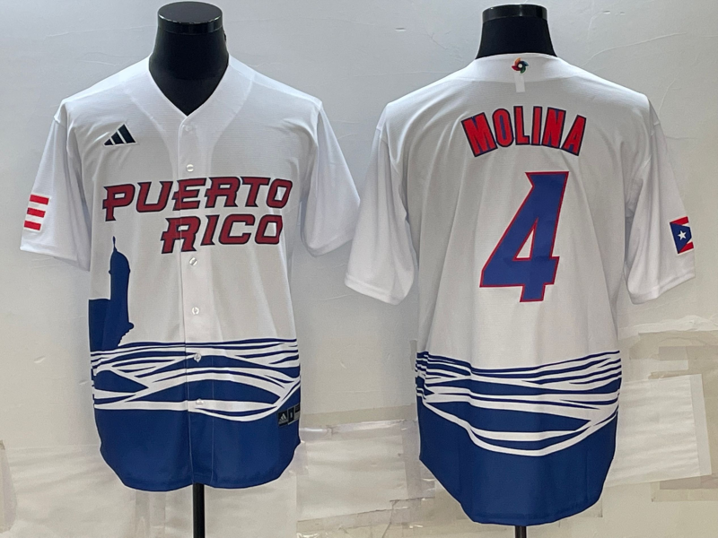 Men's 2023 World Baseball Classic Yadier Molina Puerto Rico White Jersey