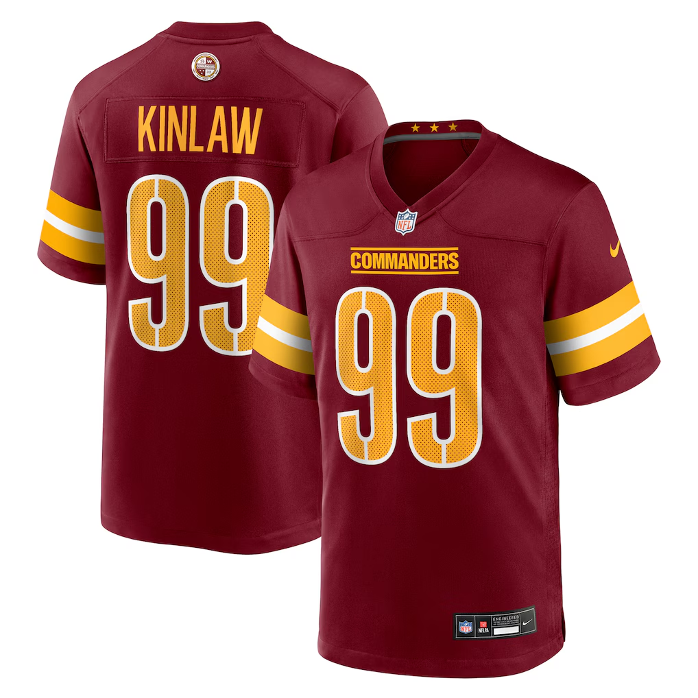 Men's  Javon Kinlaw Burgundy Washington Commanders Team Game Jersey