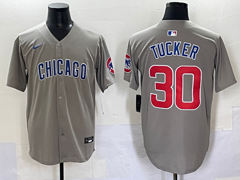Men's Chicago Cubs Kyle Tucker #30 Gray Replica Player Jersey