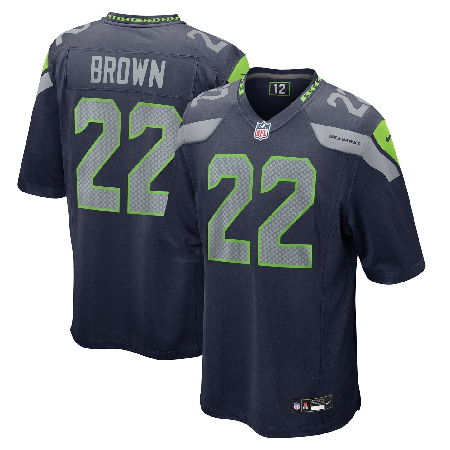 Tre Brown Seattle Seahawks   Game Jersey -  College Navy