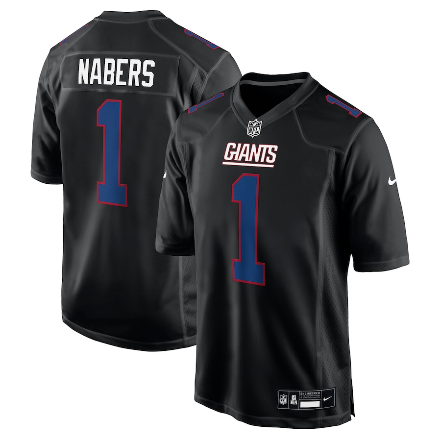 Men's New York Giants Malik Nabers  Carbon Black Fashion Jersey