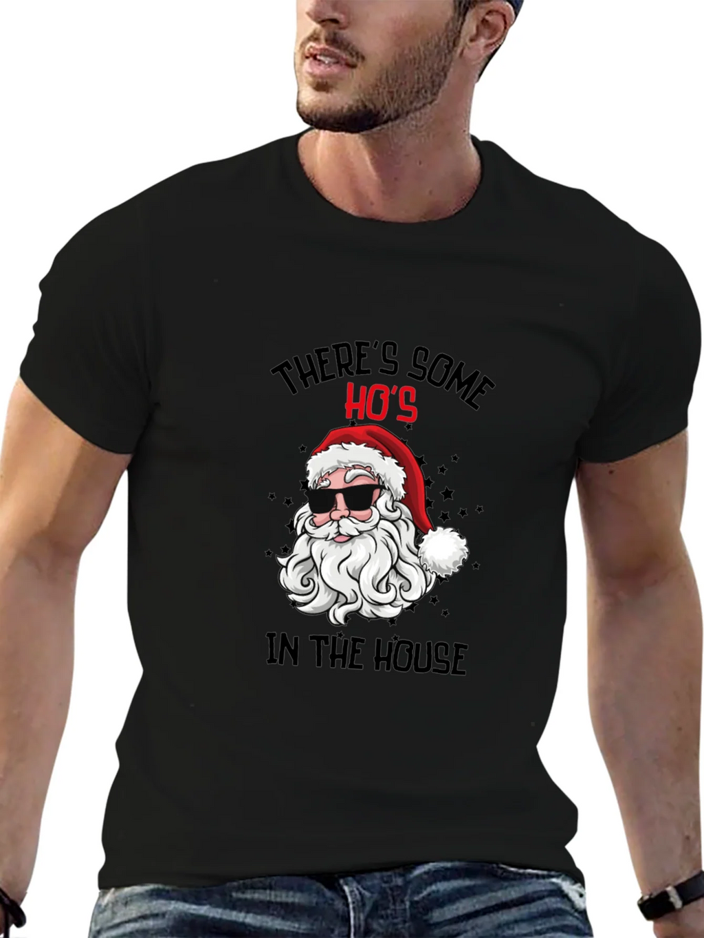 Cool Santa Christmas T-Shirt: Theres Some Hos