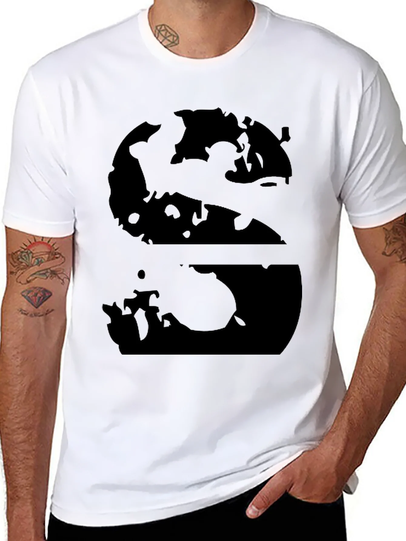 Abstract S Graphic Black T-Shirt