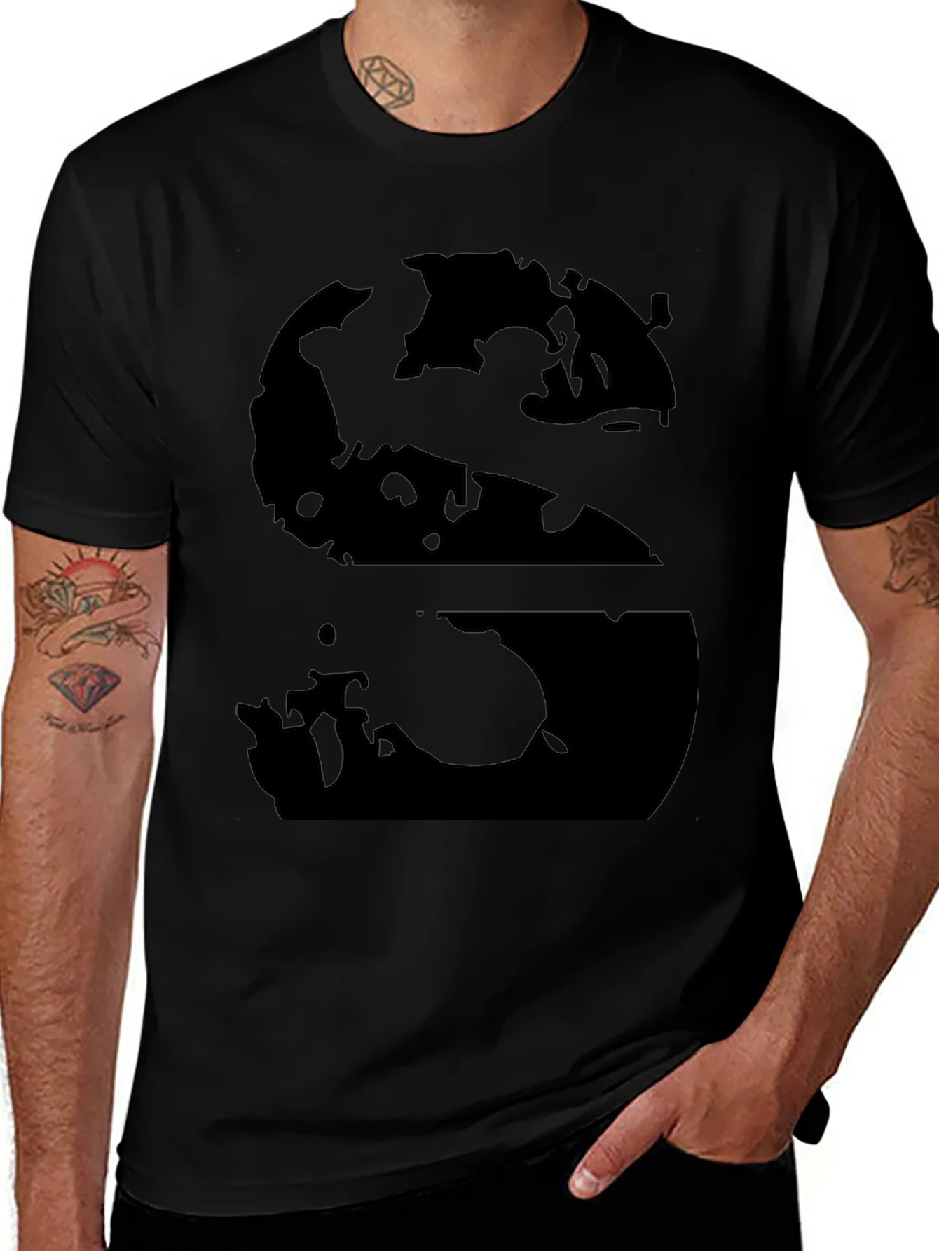 Abstract S Graphic Black T-Shirt