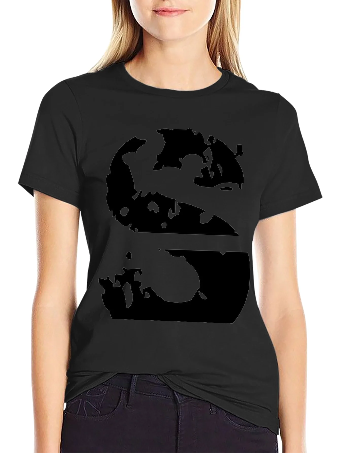 Abstract S Graphic Black T-Shirt
