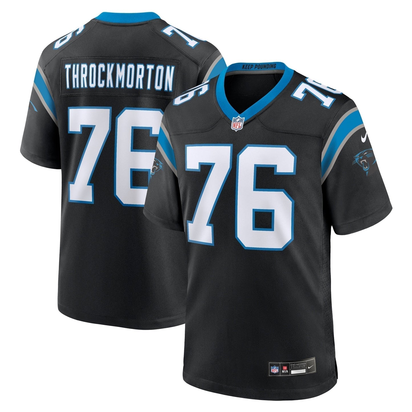 Calvin Throckmorton Carolina Panthers Team Game Jersey -  Black