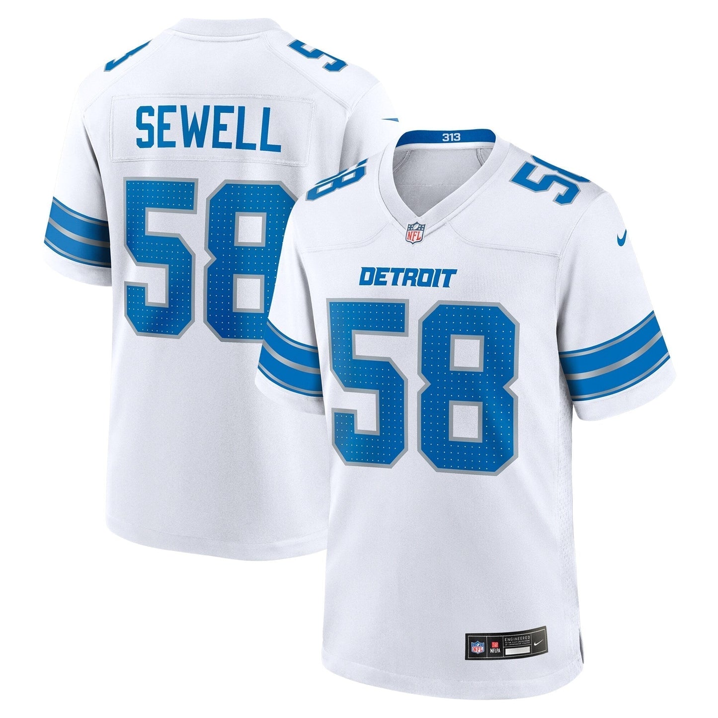 Penei Sewell Detroit Lions  Game Jersey -  White