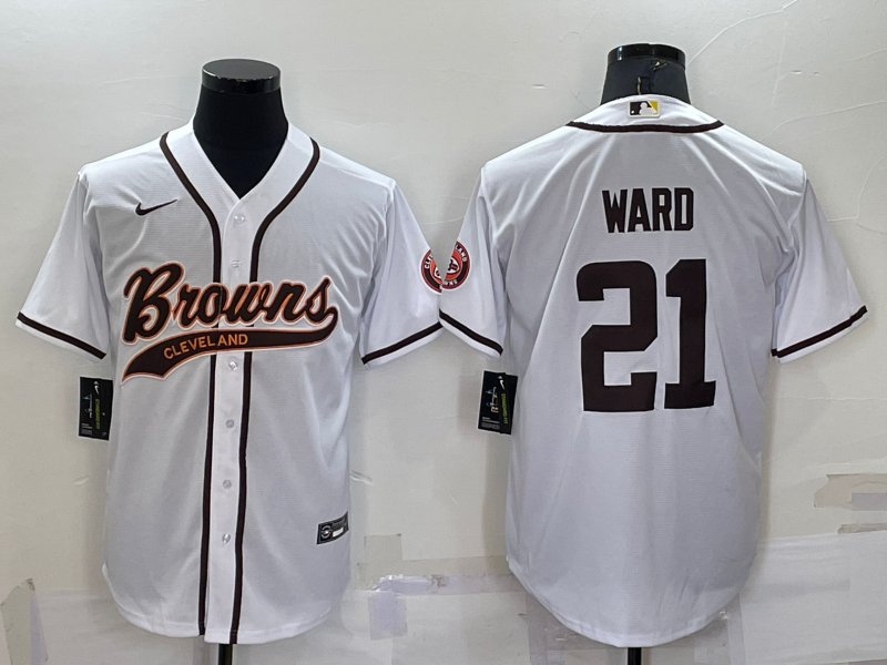 Men's Cleveland Browns Denzel Ward White Game Jersey Joint Edition