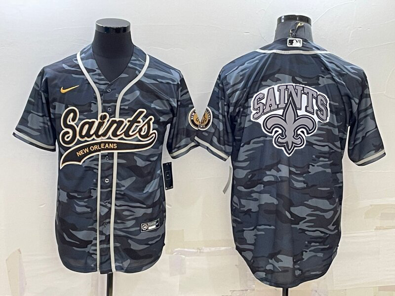 Men's New Orleans Saints Grey Camouflage Game Jersey1