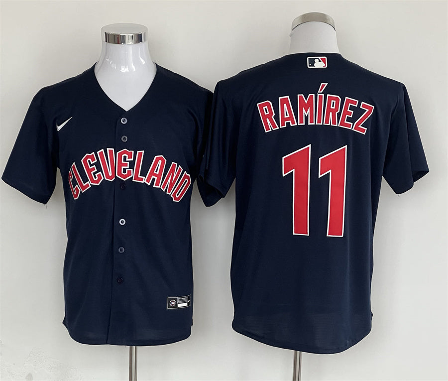 Men's Cleveland Guardians Jose Ramirez  Navy Replica Player Jersey1