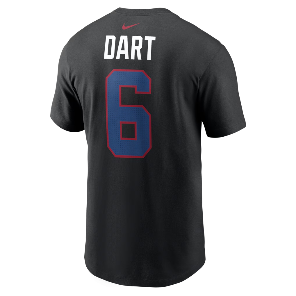 Men's New York Giants Jaxson Dart  Black Name & Number T-Shirt
