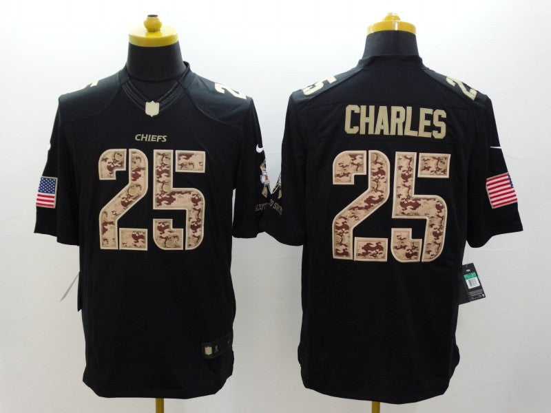 Men's Kansas City Chiefs Jamaal Charles #25 Black Game Player Jersey1