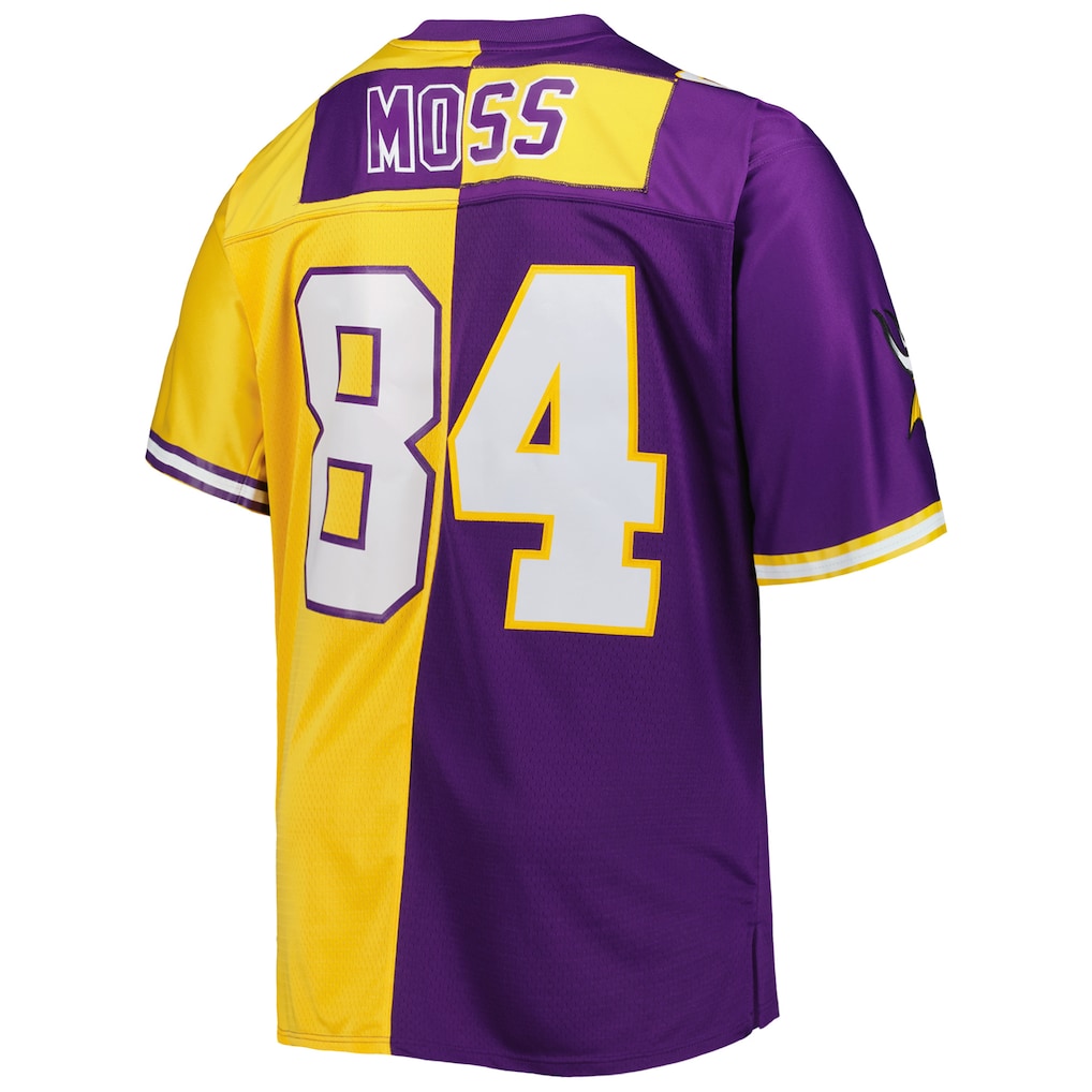 M.Vikings #84 Randy Moss  Purple/Gold Big & Tall Split Legacy Retired Player Replica Jersey