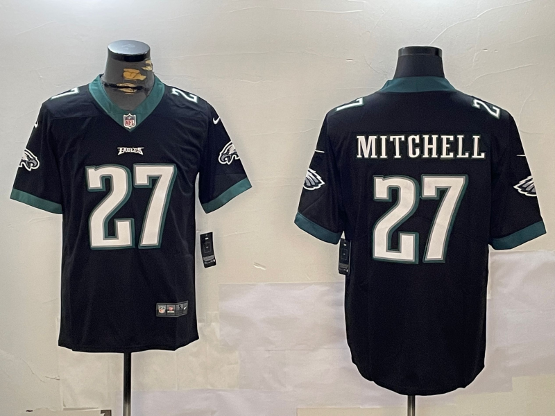 Men's Philadelphia Eagles Quinyon Mitchell #27 Black Alternate Game Jersey1