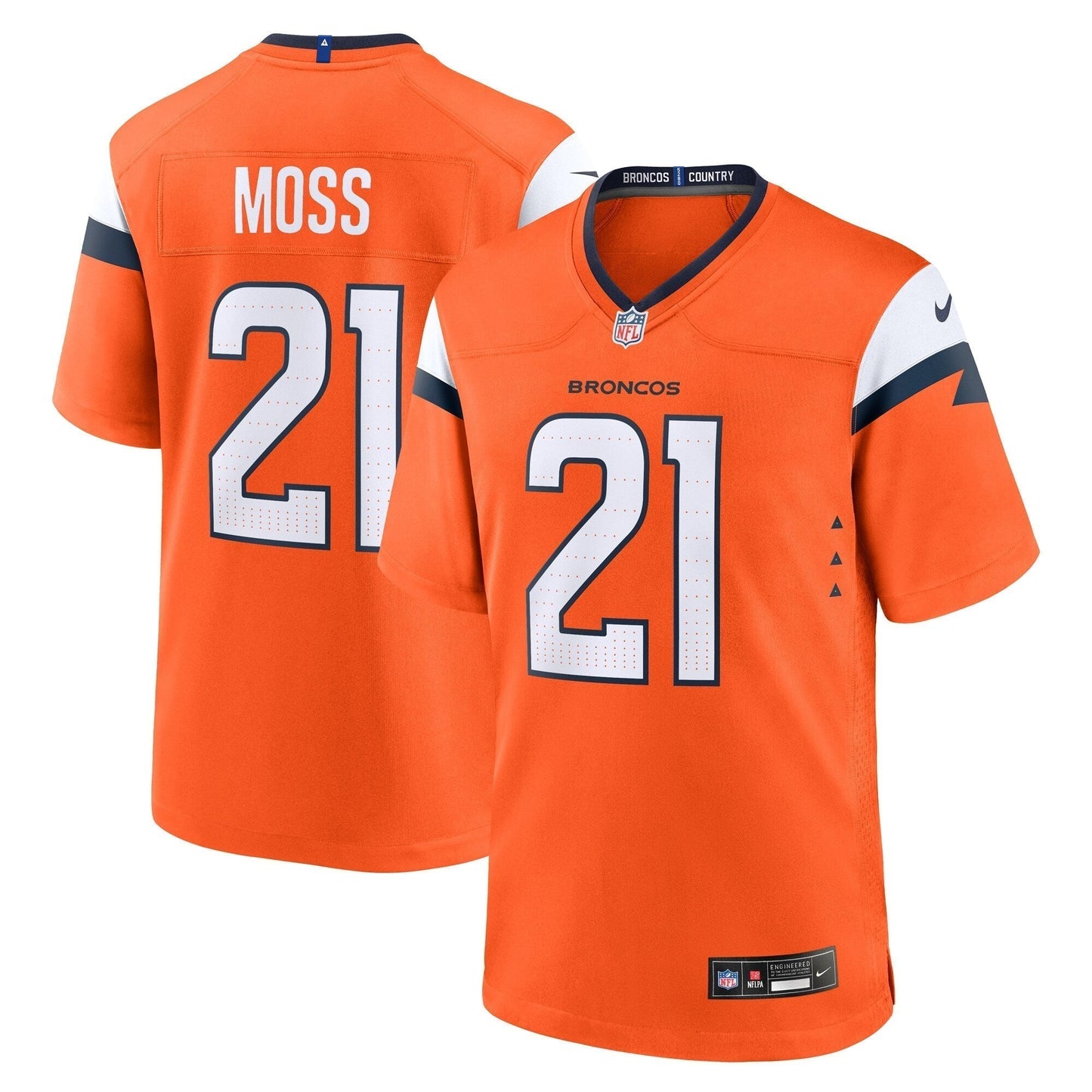 Riley Moss Denver Broncos  Team Game Jersey -  Orange