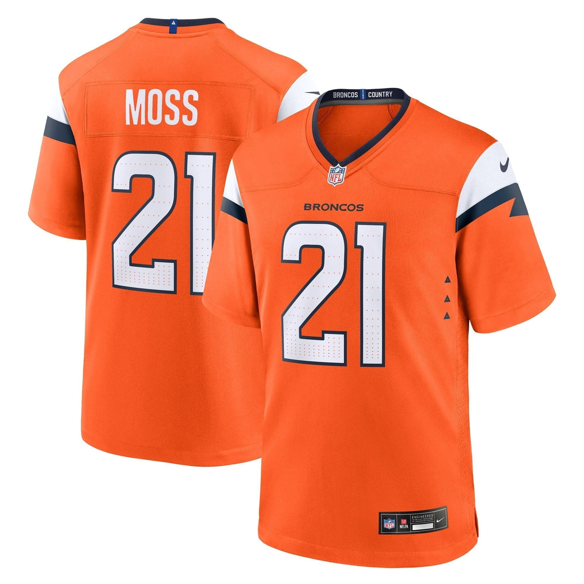 Riley Moss Denver Broncos  Team Game Jersey -  Orange