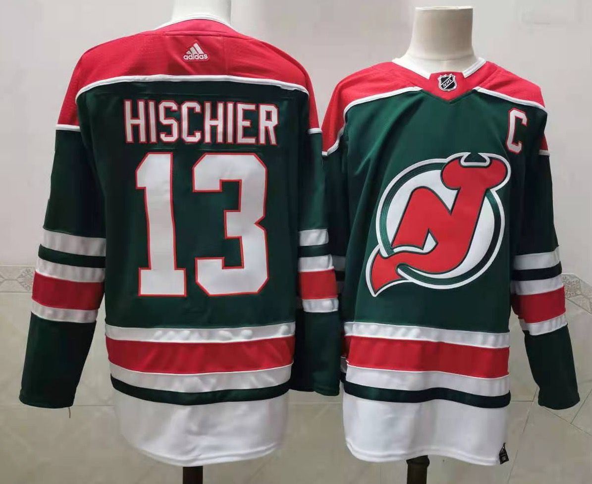 Men's New Jersey1 Devils Nico Hischier #13 Green Player Game Jersey1