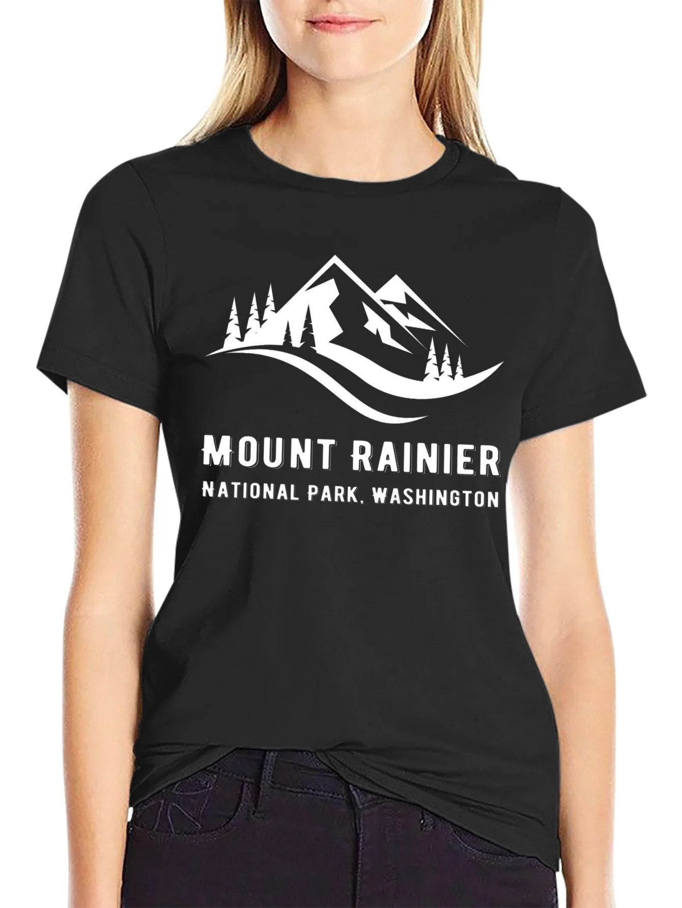 Mount Rainier National Park Black T-Shirt