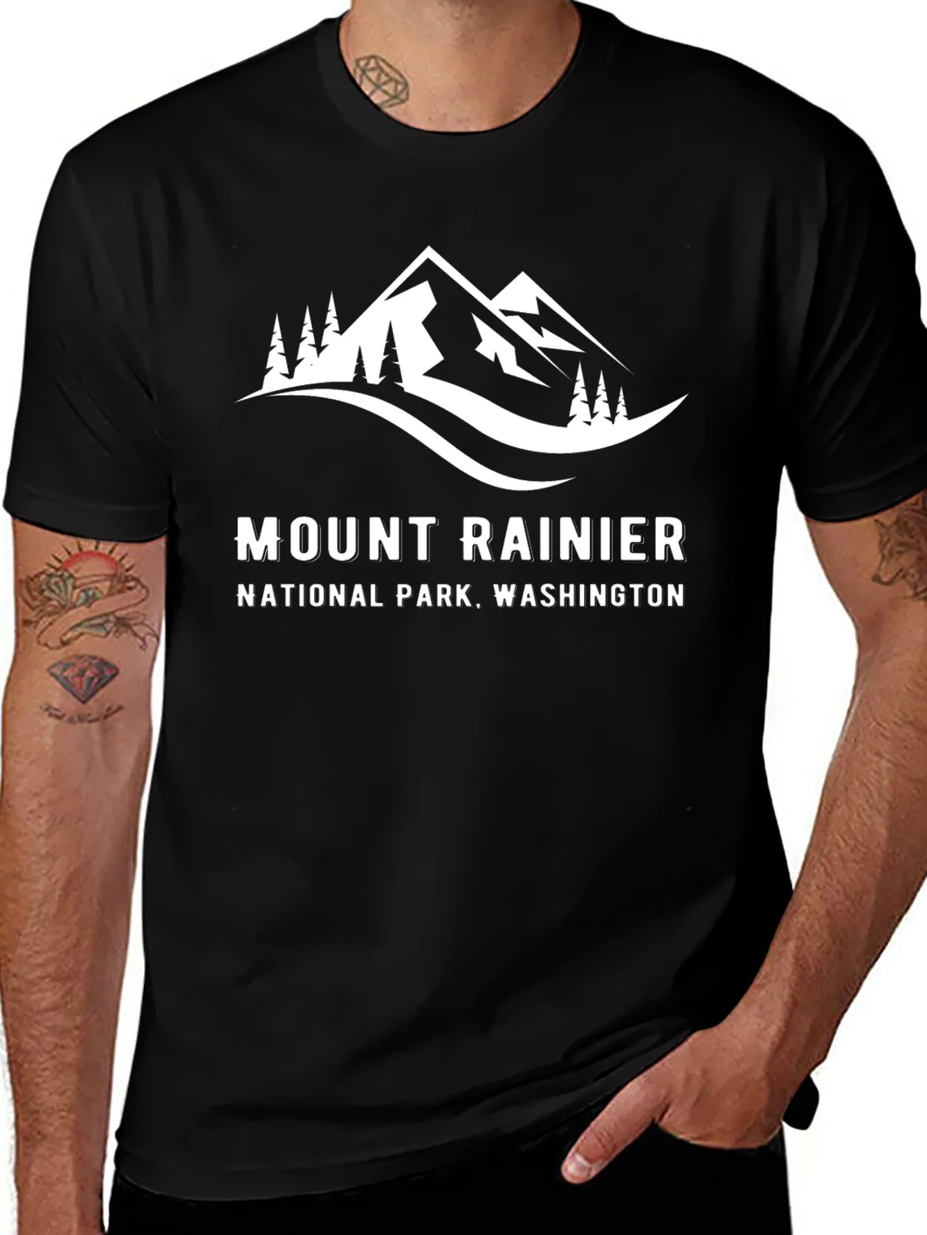 Mount Rainier National Park Black T-Shirt