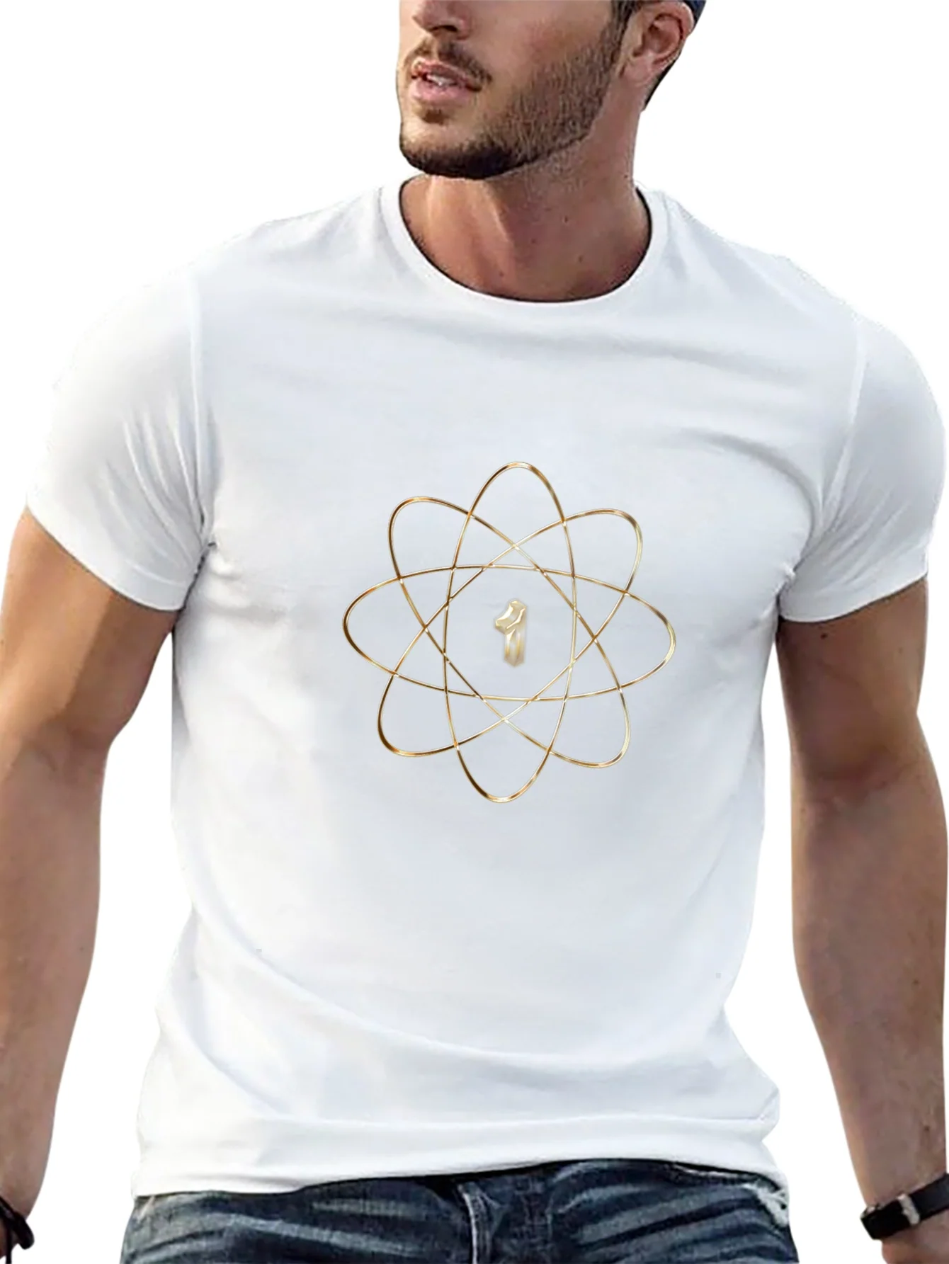 Atom Number 1 Graphic Print Black T-Shirt