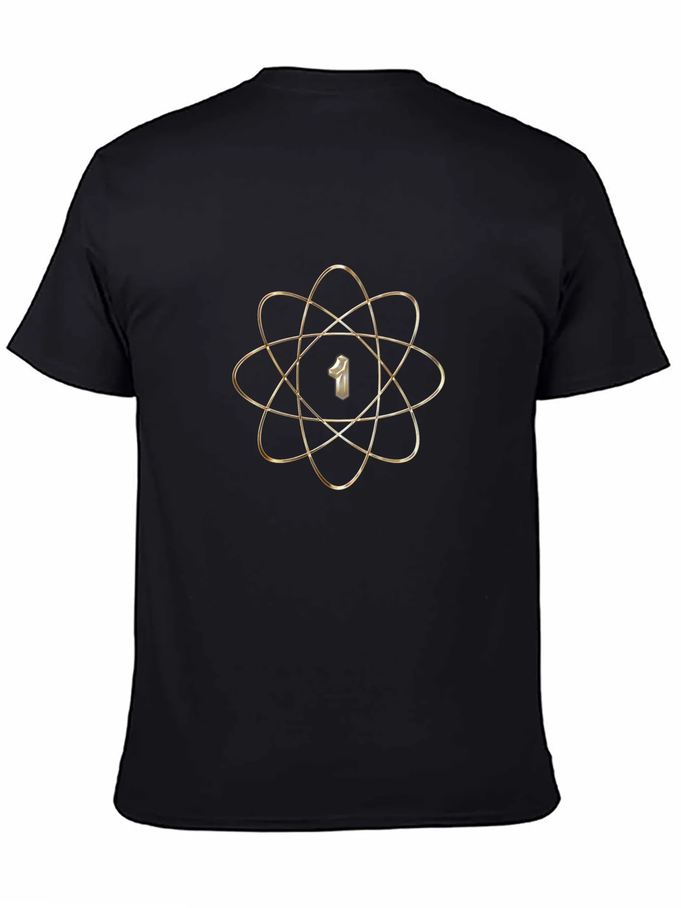 Atom Number 1 Graphic Print Black T-Shirt