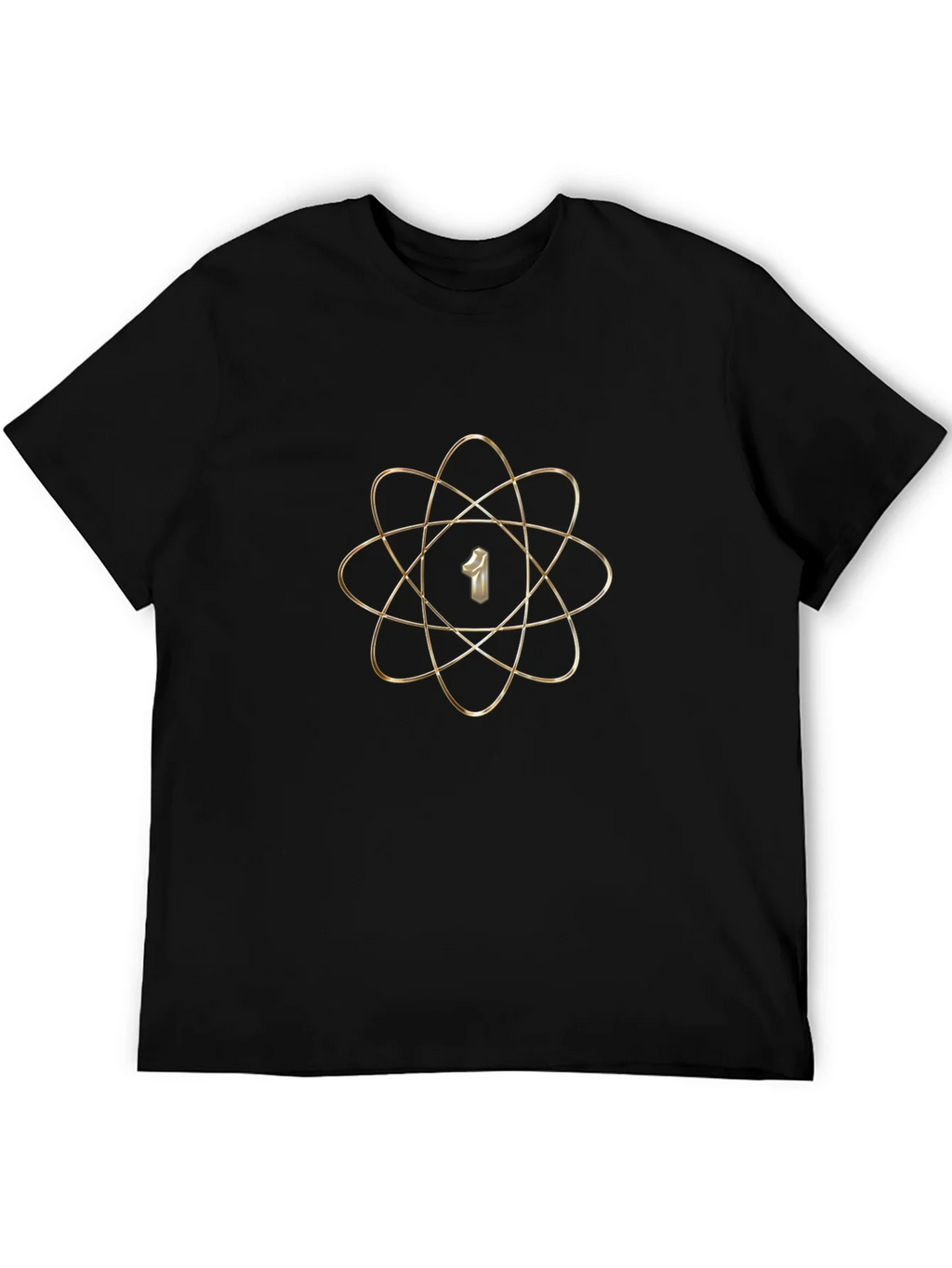 Atom Number 1 Graphic Print Black T-Shirt