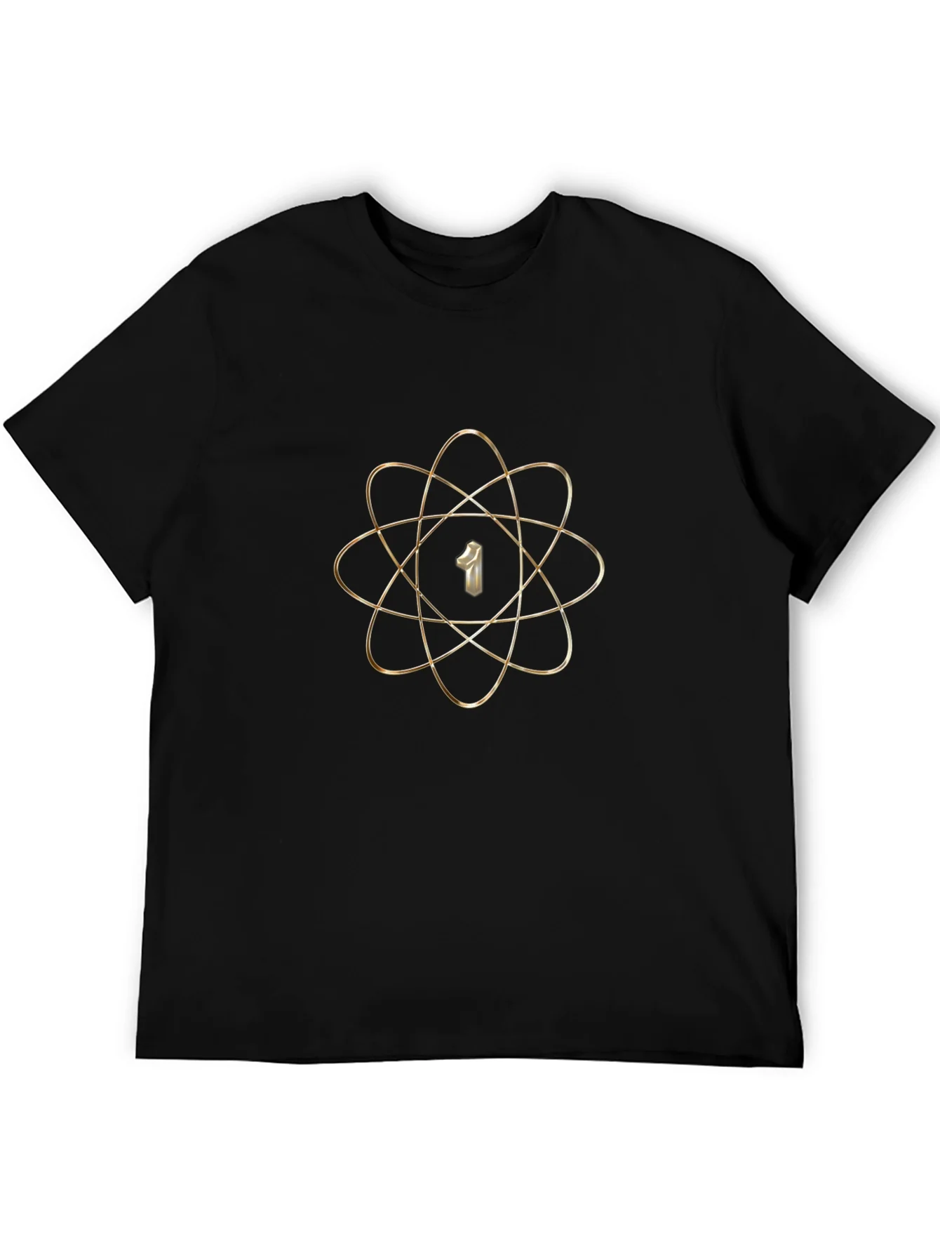 Atom Number 1 Graphic Print Black T-Shirt