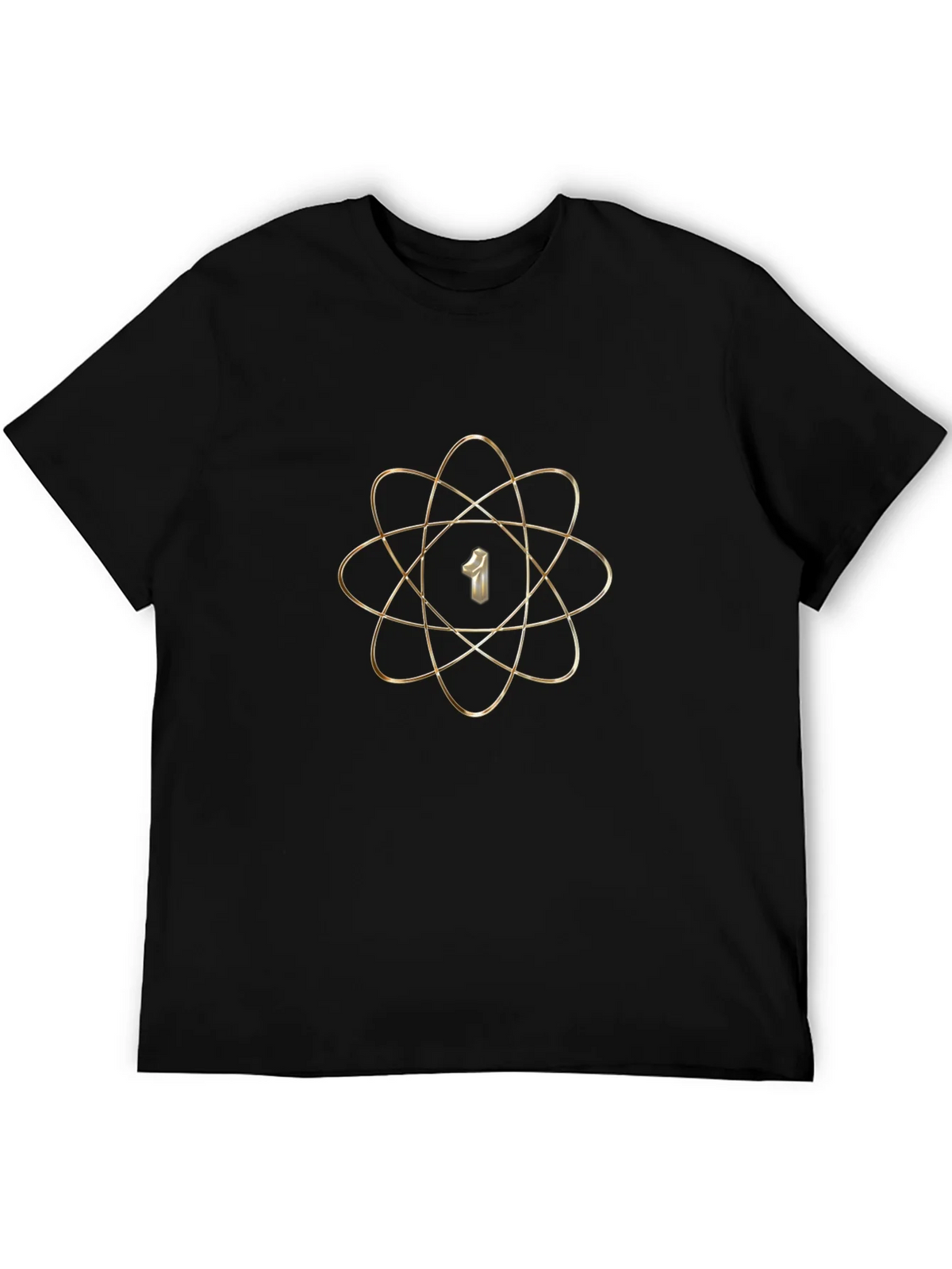 Atom Number 1 Graphic Print Black T-Shirt