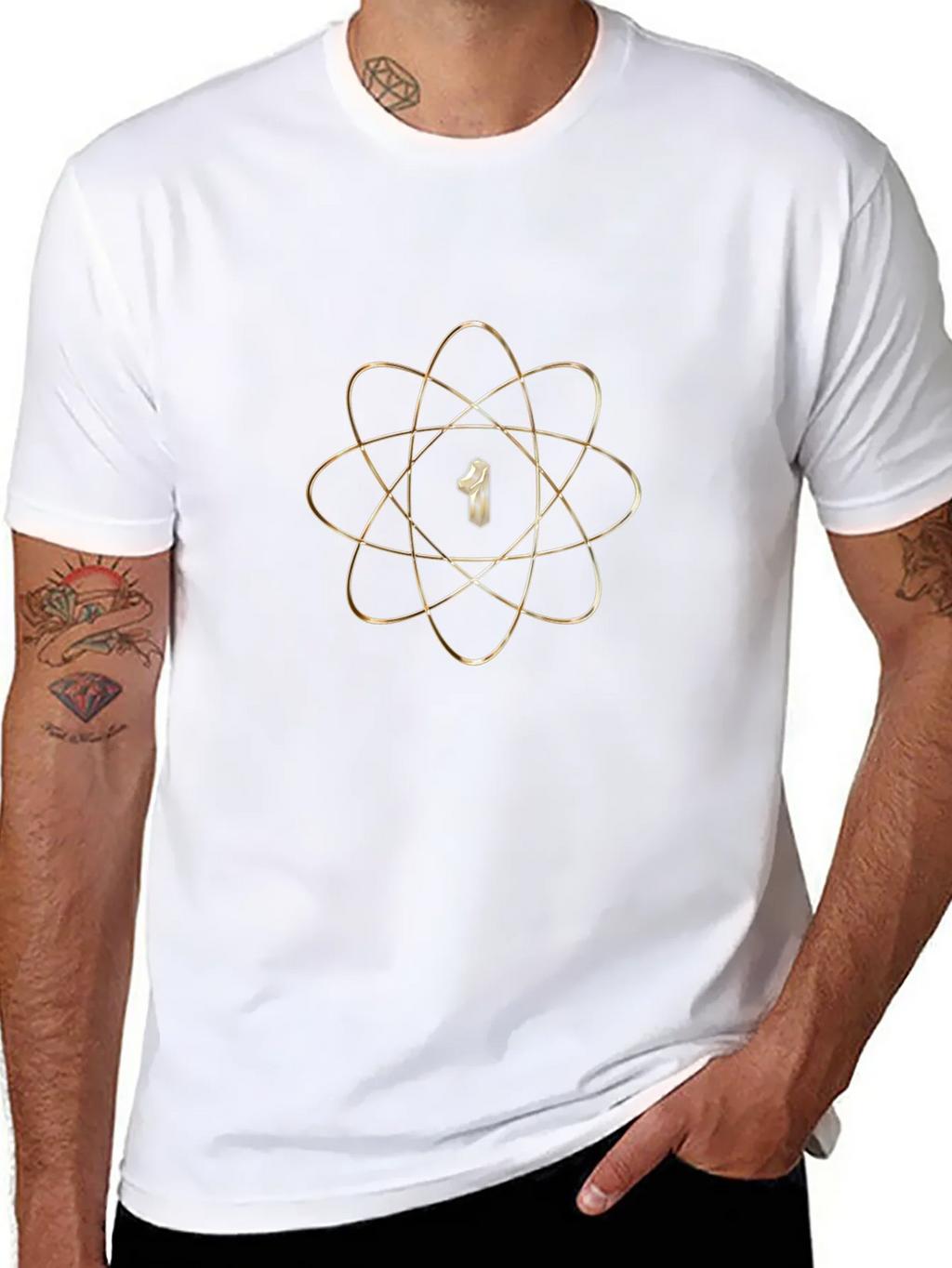 Atom Number 1 Graphic Print Black T-Shirt