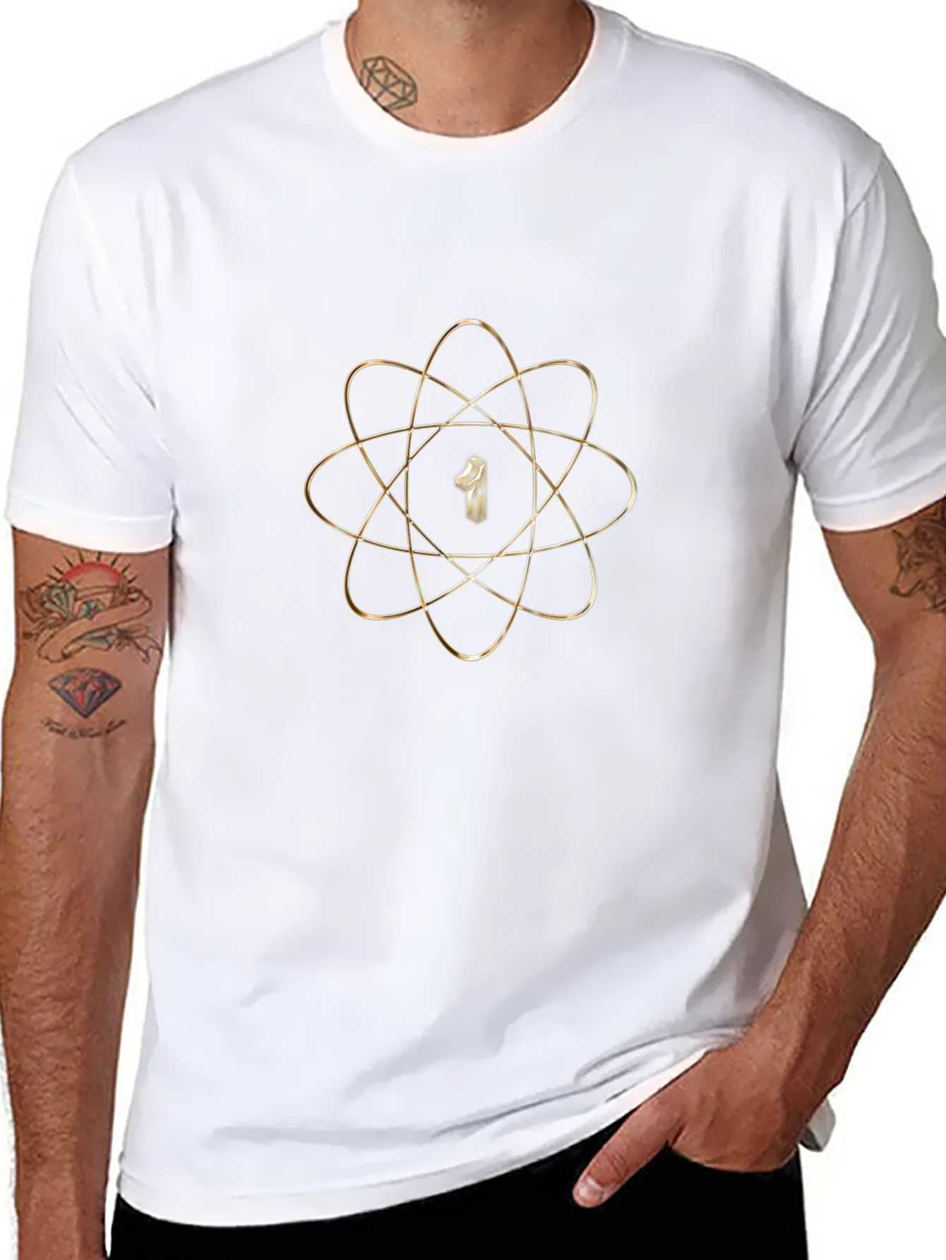 Atom Number 1 Graphic Print Black T-Shirt