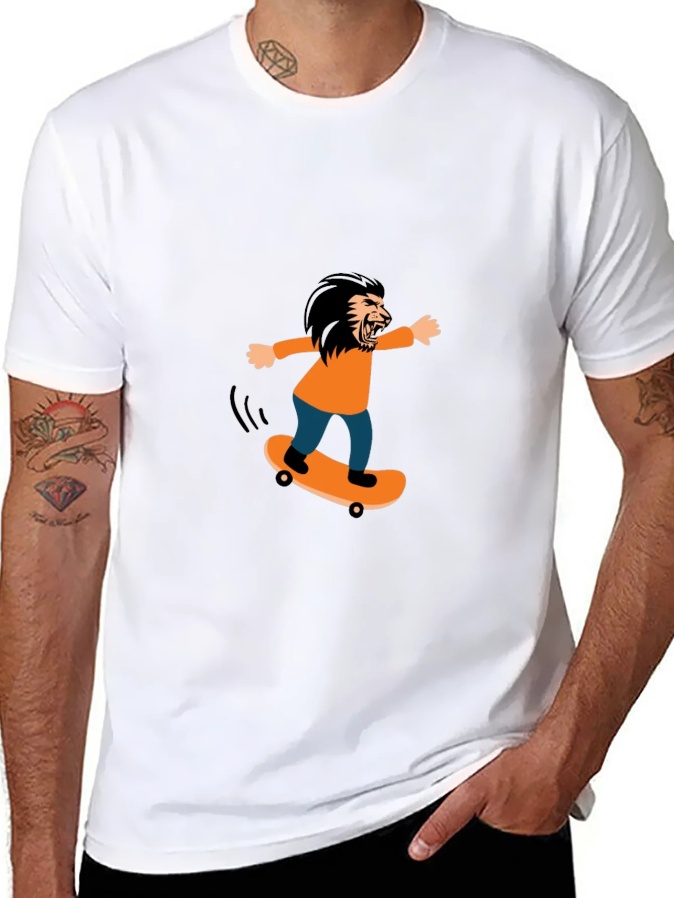 Skateboarding Lion Graphic Tee