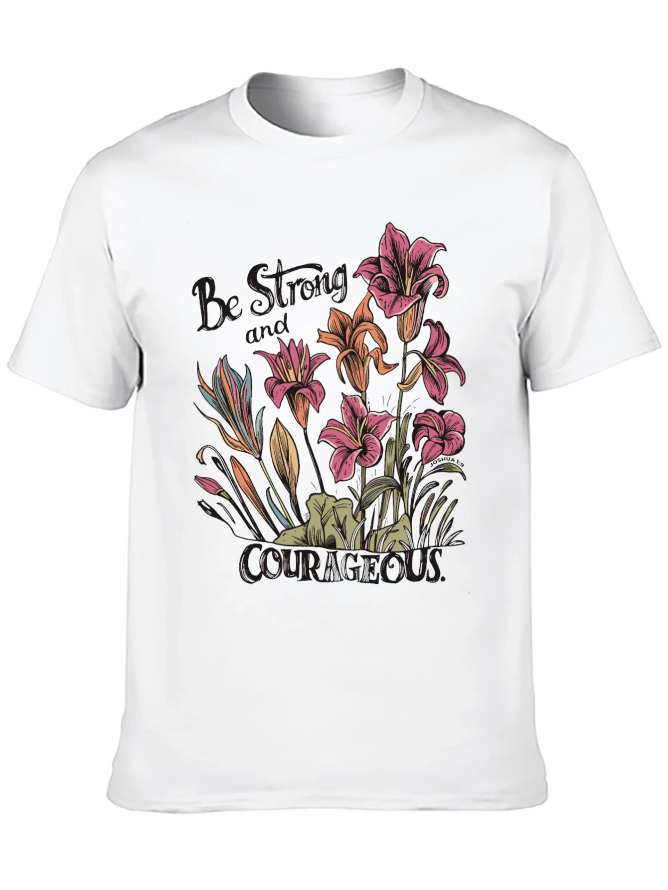 Floral Courage Tee - Black Graphic T-Shirt
