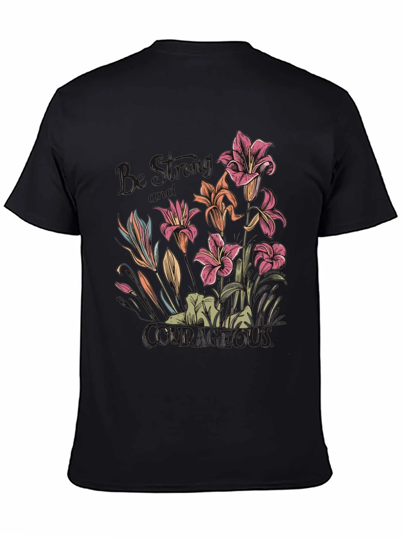 Floral Courage Tee - Black Graphic T-Shirt