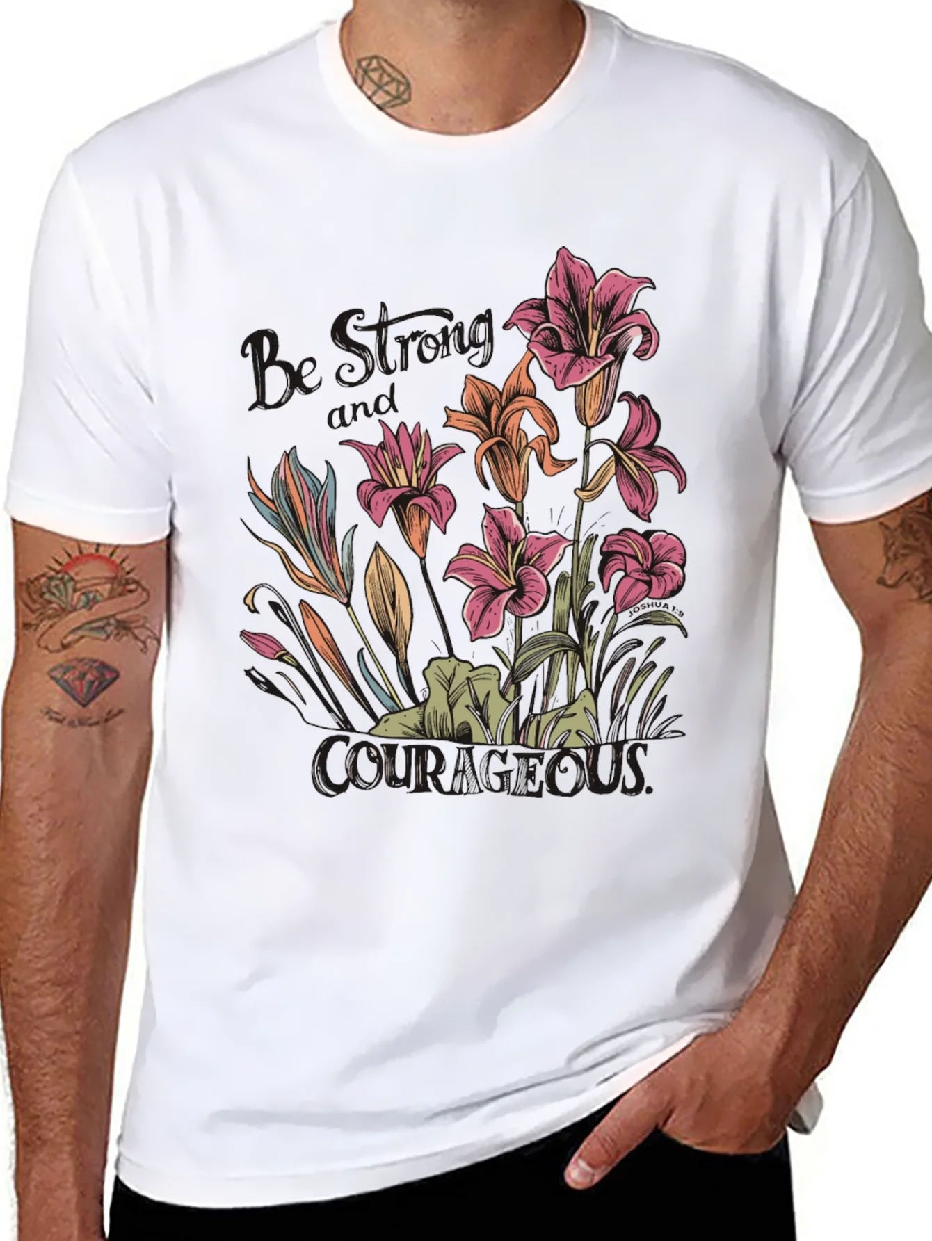 Floral Courage Tee - Black Graphic T-Shirt