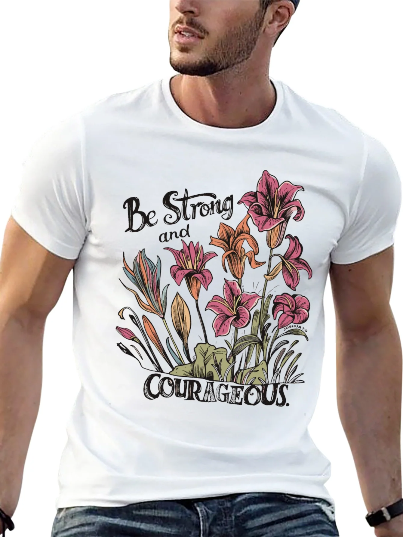 Floral Courage Tee - Black Graphic T-Shirt