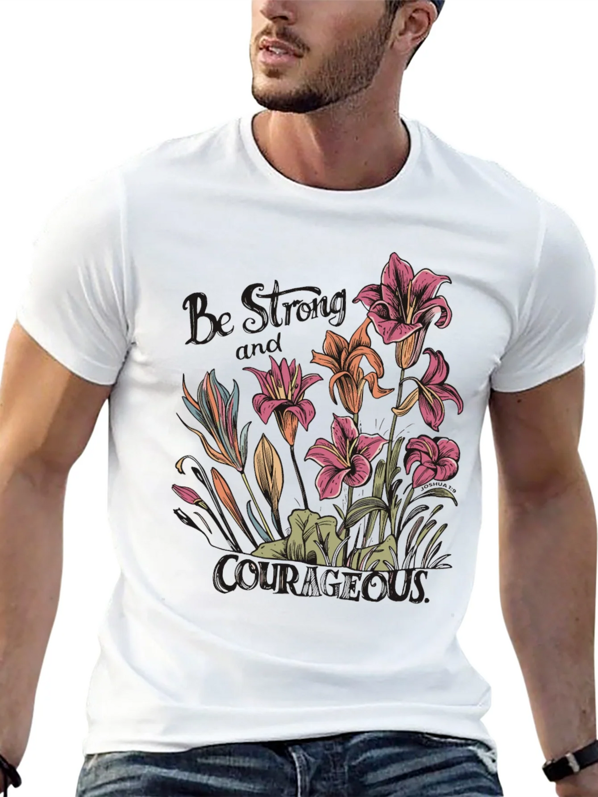 Floral Courage Tee - Black Graphic T-Shirt