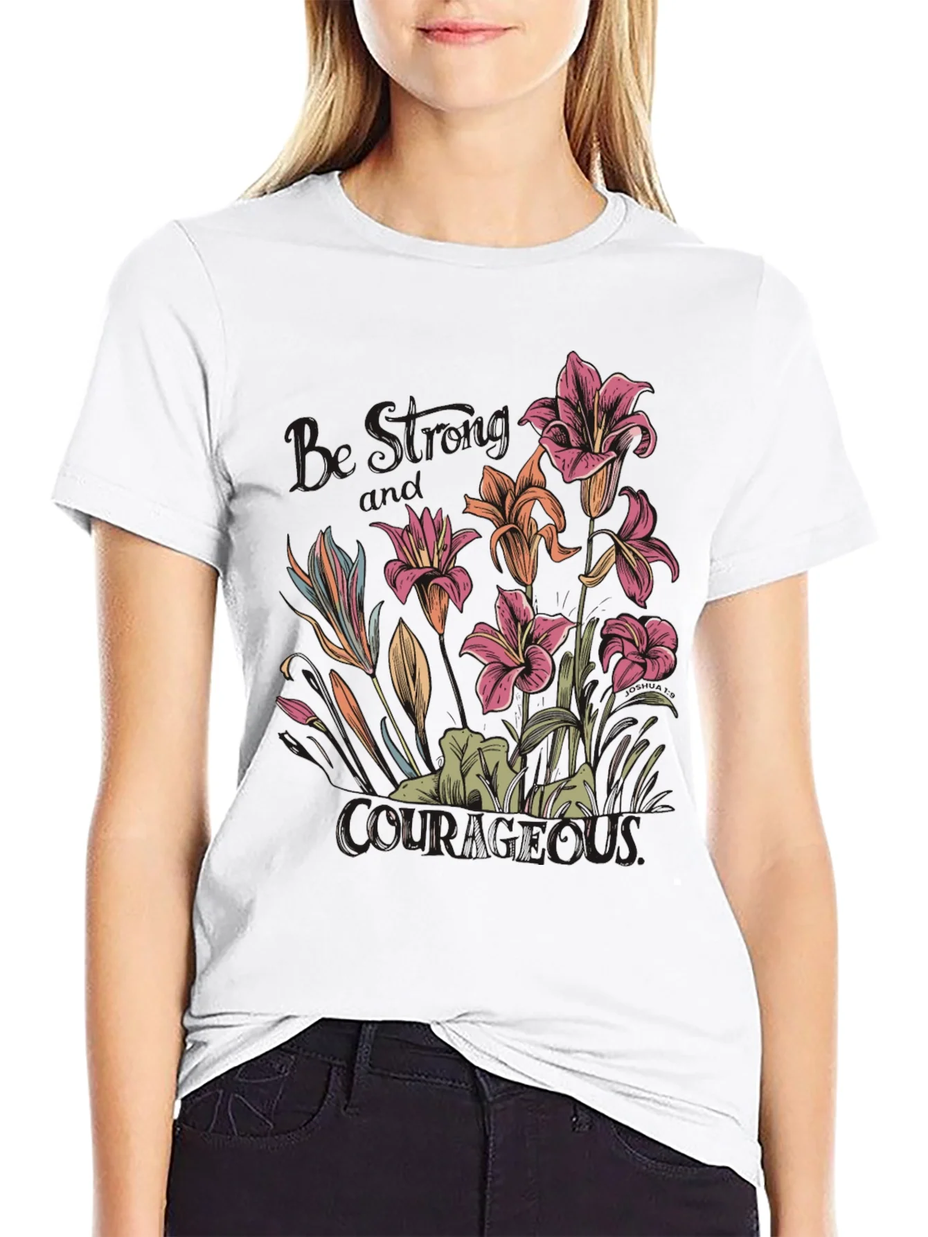 Floral Courage Tee - Black Graphic T-Shirt