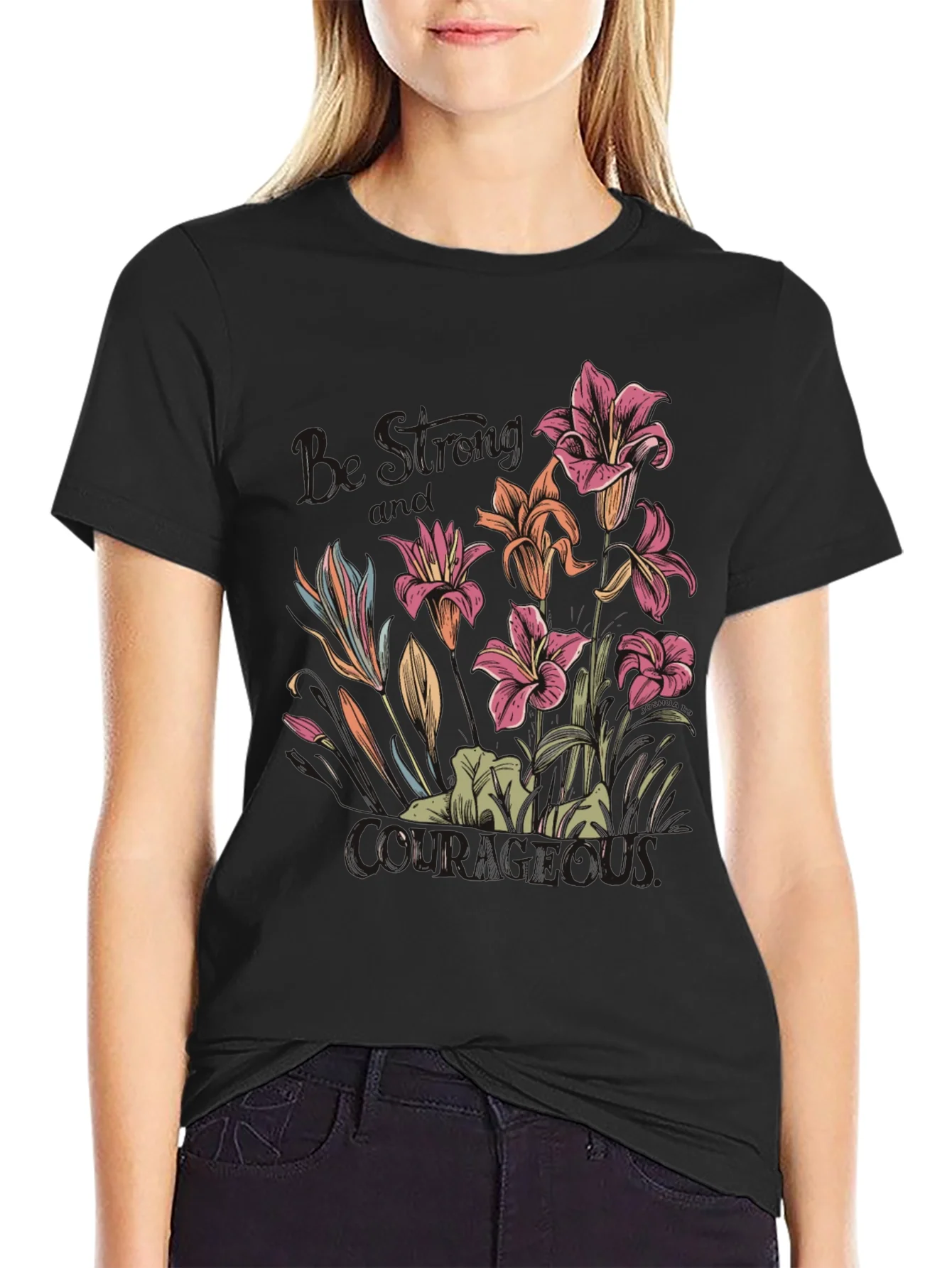 Floral Courage Tee - Black Graphic T-Shirt